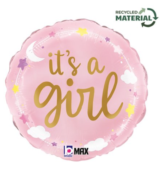 Folienballon - It's a girl, rund - ø 46cm